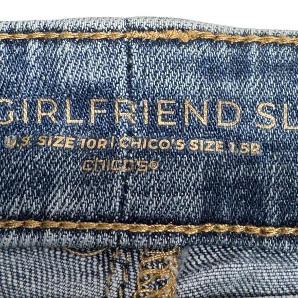 Chicos So Slimming Girlfriend Slim Leg Crop jeans embroidered bejeweled 10 boho - Picture 7 of 14